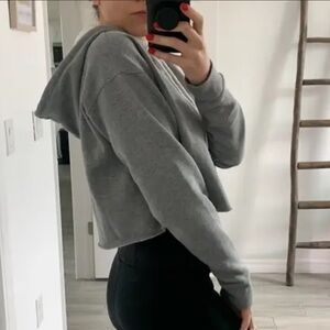 2 CROP Hoodie Sweatshirts Black & Gray